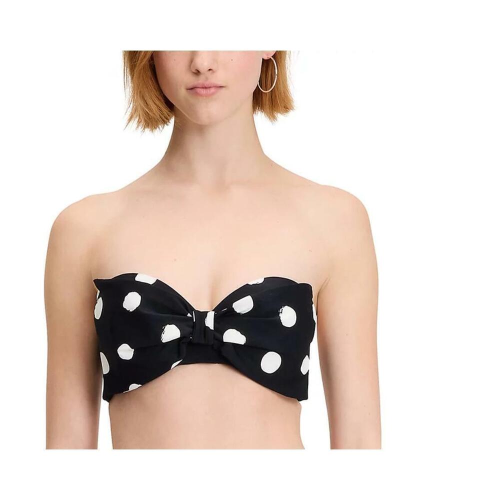 kate spade new york Women's Paint Dot Bow Bra Top Black X-Large